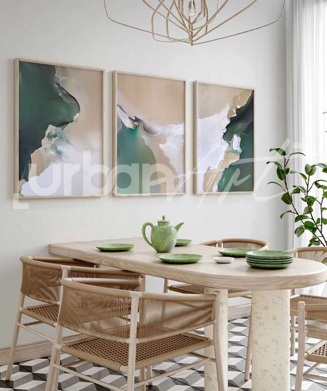 Set Poster Abstrait Vert émeraude