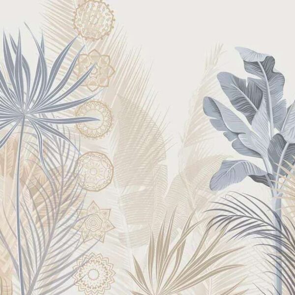 Papier peint Feuilles dans des tons pastel