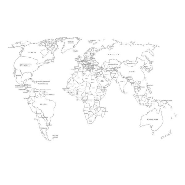 Papier Peint Carte Du Monde blanc et noir