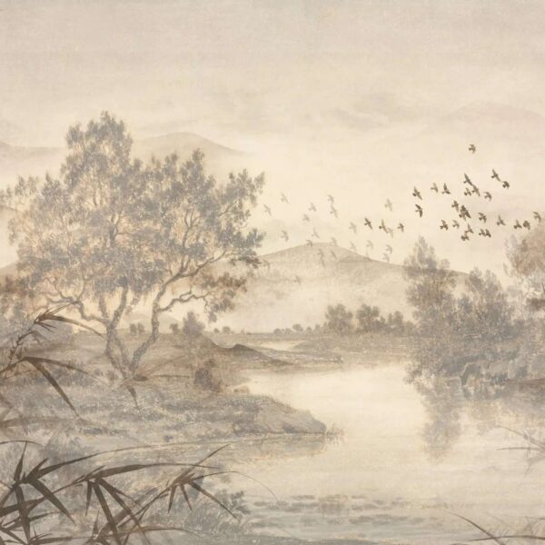 Papier peint Paysage avec des arbres et une rivière