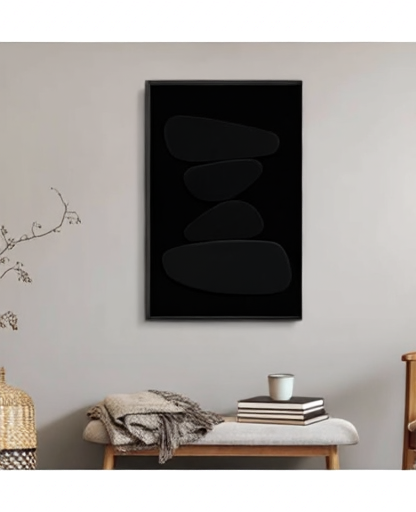 Tableau_3D_galets_abstraits_Black