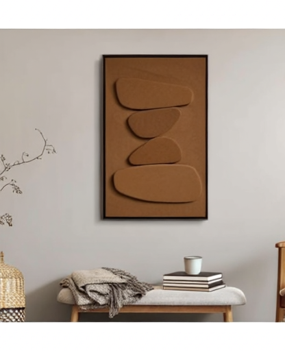 Tableau_3D_galets_abstraits_Marron