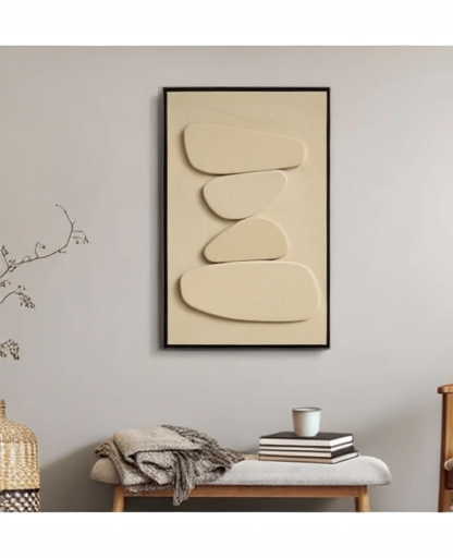 Tableau_3D_galets_abstraits_beige