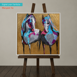 Tableaux Acrylique Couple Horses