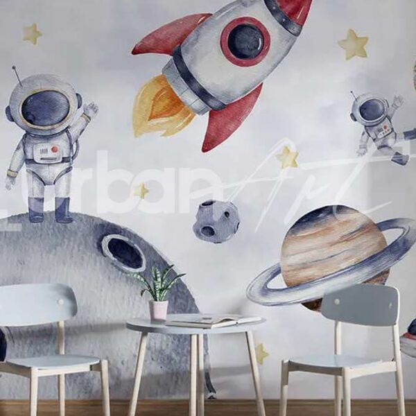 Papier peint Aquarelle d’objets spatiaux