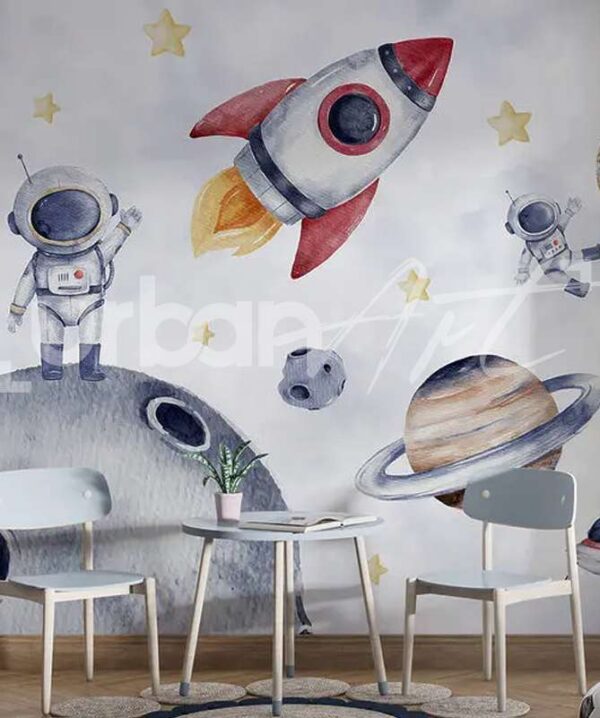 Papier peint Aquarelle d’objets spatiaux