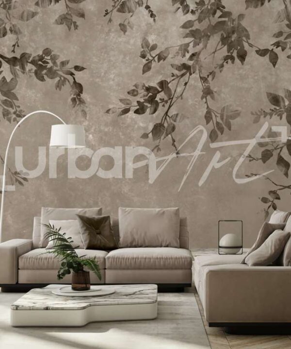 Papier peint Branches d’arbre avec feuilles