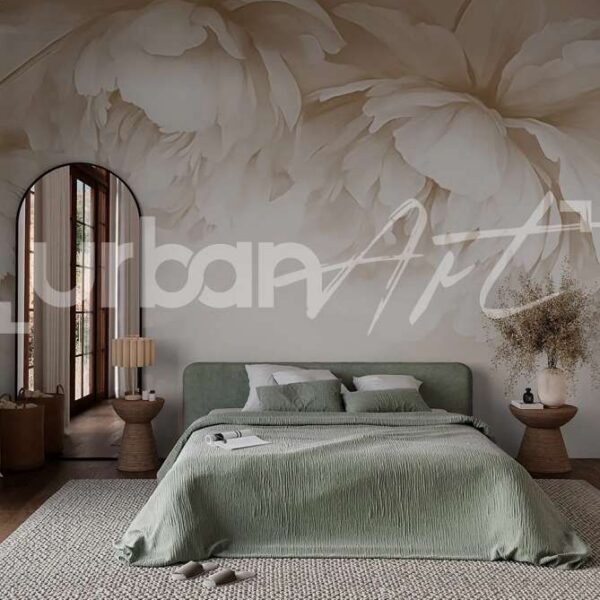 Papier peint Délicat motif floral dans des tons doux