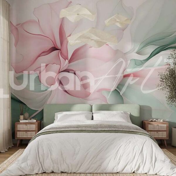 Papier peint Délicate abstraction florale pastel