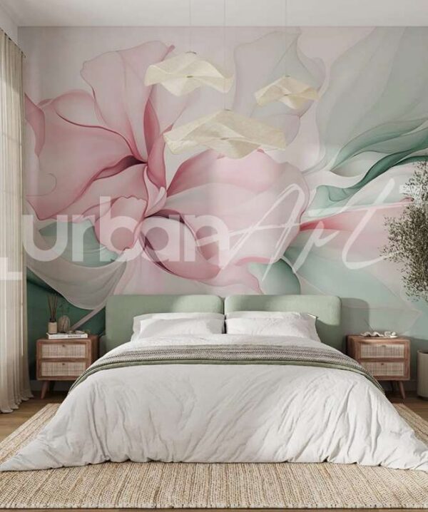 Papier peint Délicate abstraction florale pastel