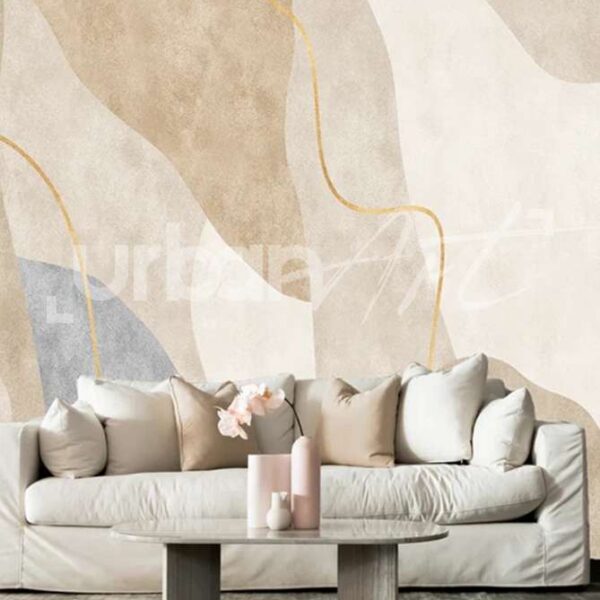 Papier peint géometrique Gris et Beige