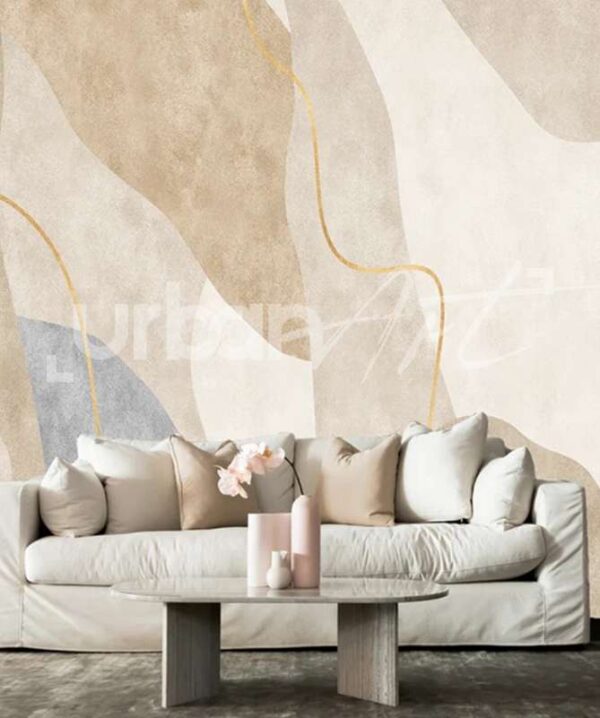 Papier peint géometrique Gris et Beige