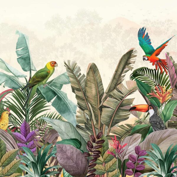 Papier peint Oiseaux tropicaux vintage perroquet