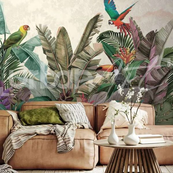 Papier peint Oiseaux tropicaux vintage perroquet
