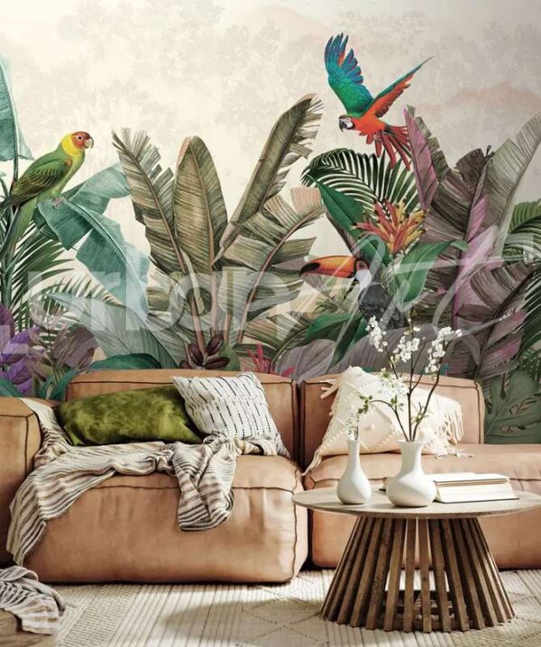 Papier peint Oiseaux tropicaux vintage perroquet