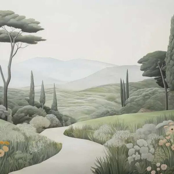 Papier peint Paysage avec chemin et arbres