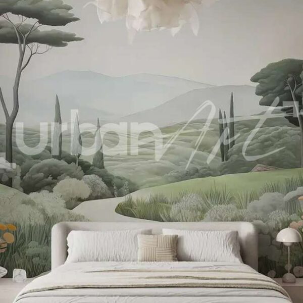 Papier peint Paysage avec chemin et arbres