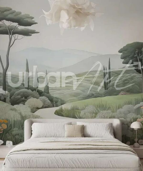 Papier peint Paysage avec chemin et arbres