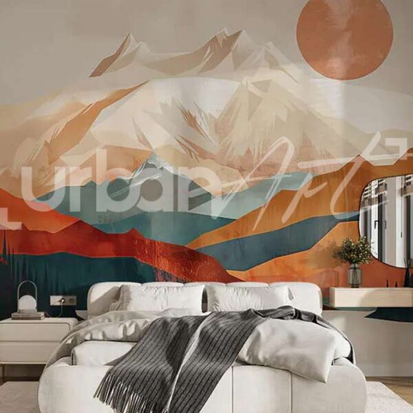 Papier peint Paysage de montagne avec des arbres et un lac