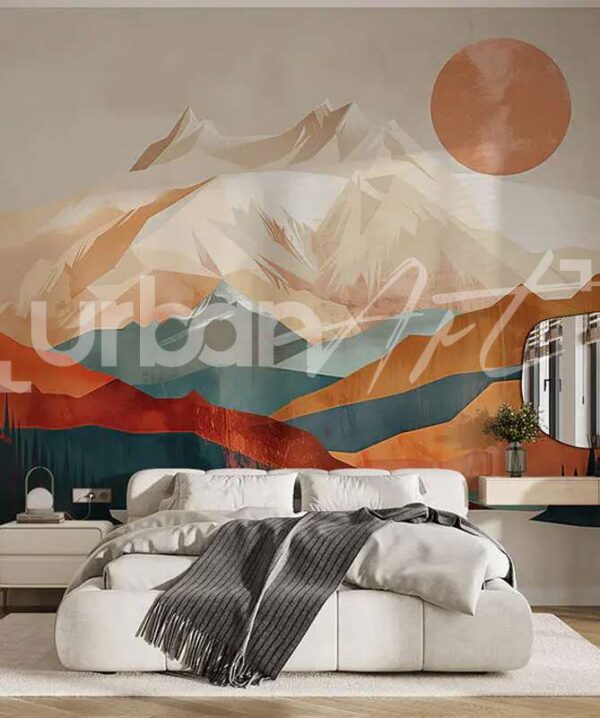 Papier peint Paysage de montagne avec des arbres et un lac