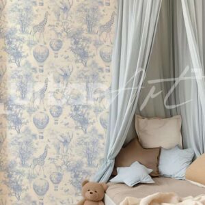 Papier Peint Woodland Animal Blue and White