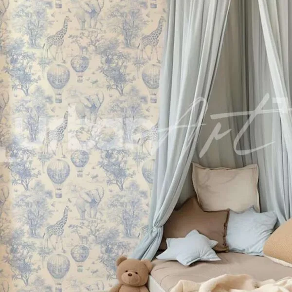 Papier Peint Woodland Animal Blue and White