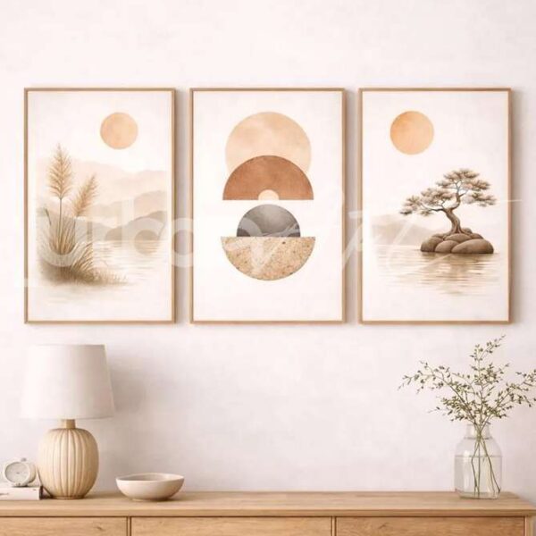 Set Poster abstraits zen neutres