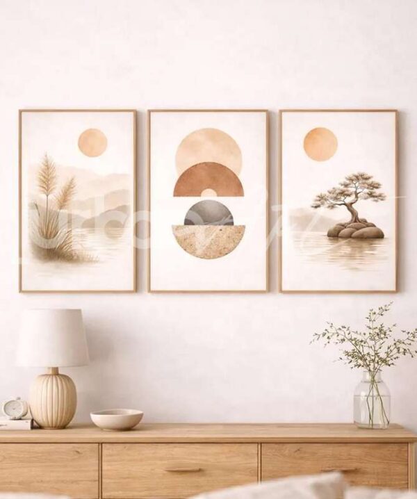 Set Poster abstraits zen neutres