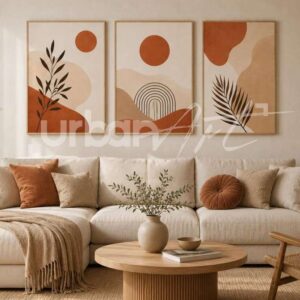 Set Poster art mural beige géometrique