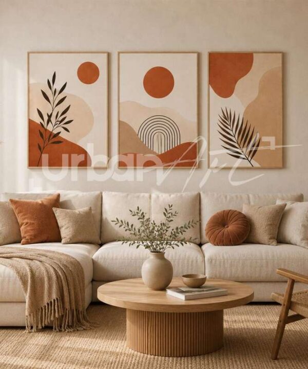 Set Poster art mural beige géometrique