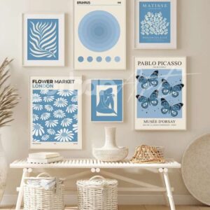 Set Poster bleu clair estampes Matisse