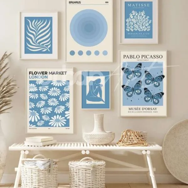 Set Poster bleu clair estampes Matisse