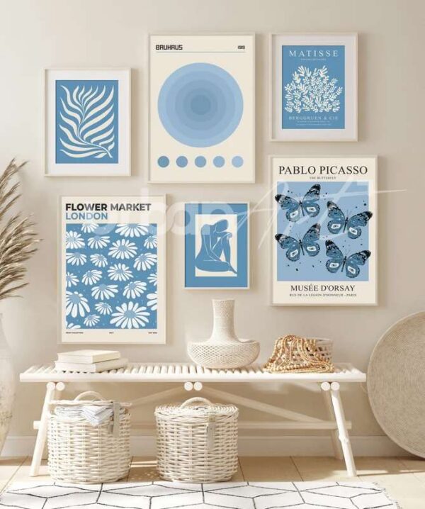 Set Poster bleu clair estampes Matisse