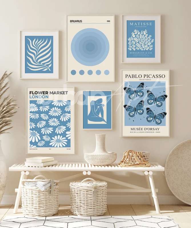 set-poster-bleu-clair-estampes-matisse Set Poster bleu clair estampes Matisse
