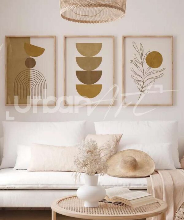 Set Poster bohèmes jaune moutarde
