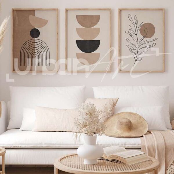 Set Poster géométrique beige neutre