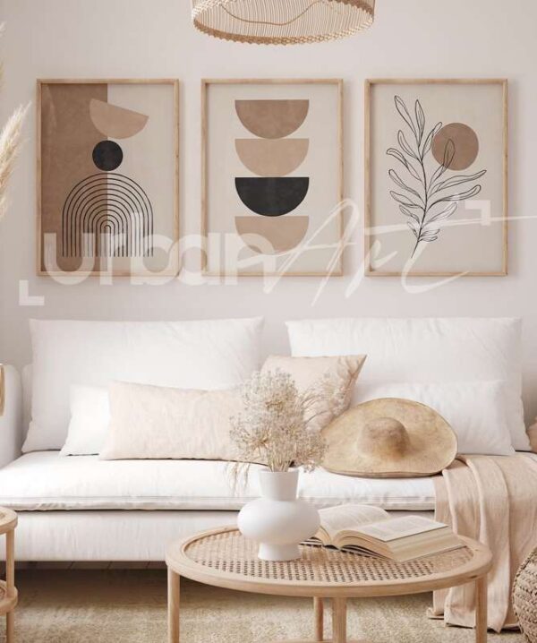 Set Poster géométrique beige neutre