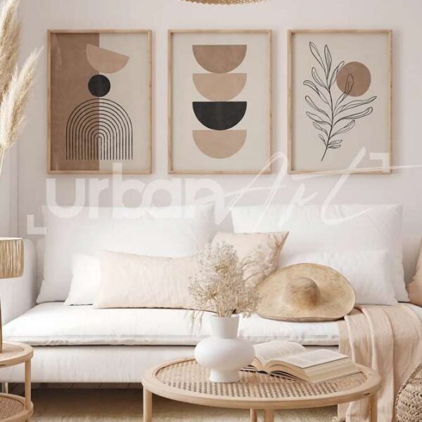 Set Poster géométrique beige neutre et noir