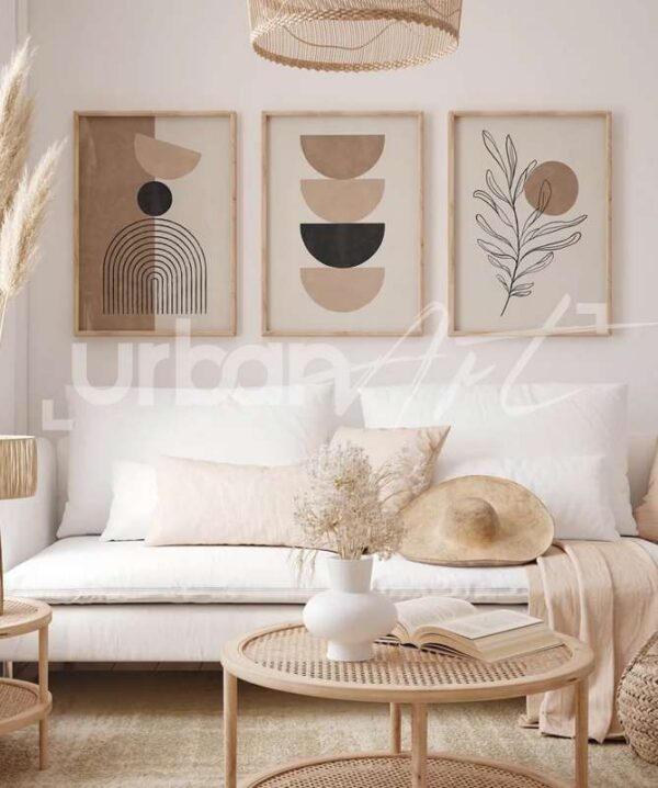 Set Poster géométrique beige neutre et noir