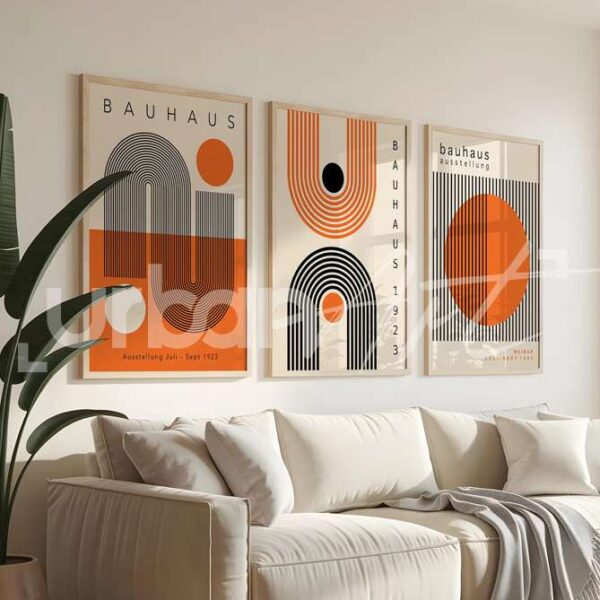 Set Poster géométriques Bauhaus orange