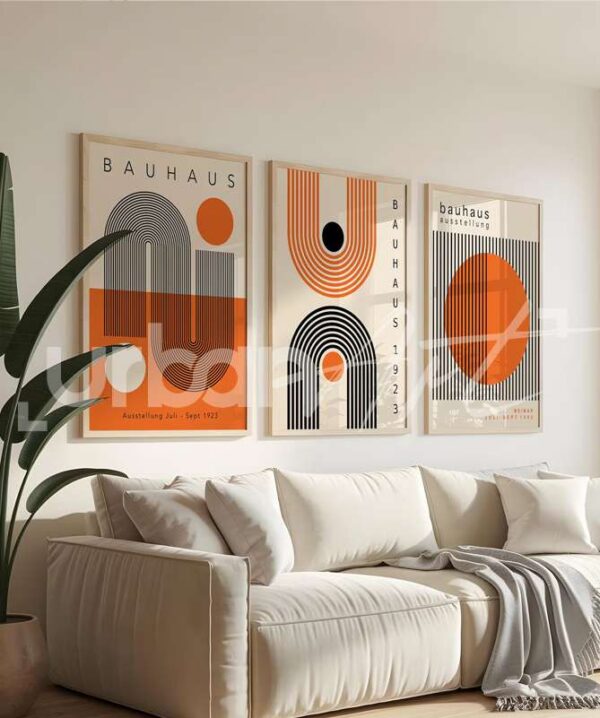 Set Poster géométriques Bauhaus orange