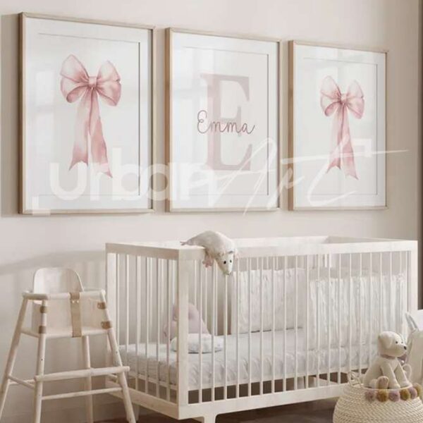 Set Poster noeud rose Pour Chambre Fille