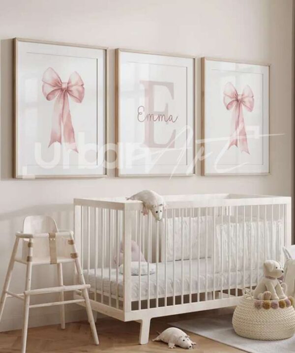 Set Poster noeud rose Pour Chambre Fille