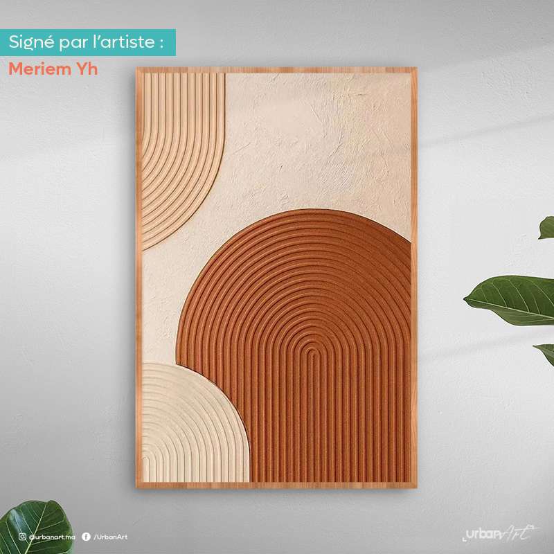 tableau-3d-texture-beige-orange-1 Tableau 3D texturé Beige Orange