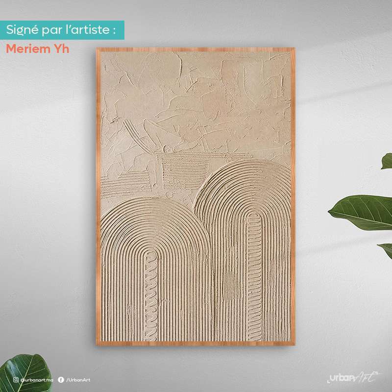 tableau-texture-mural-abstrait-beige-neutre-2 Tableau texturé mural abstrait beige neutre