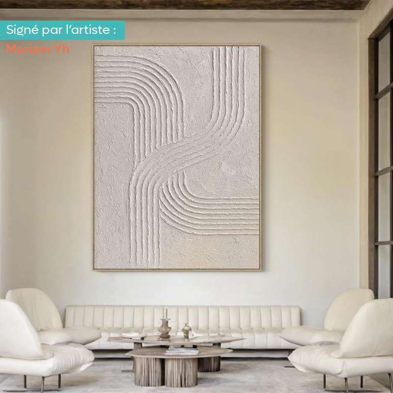 tableau-trait-abstrait-texture-beige Tableau trait abstrait texturé beige