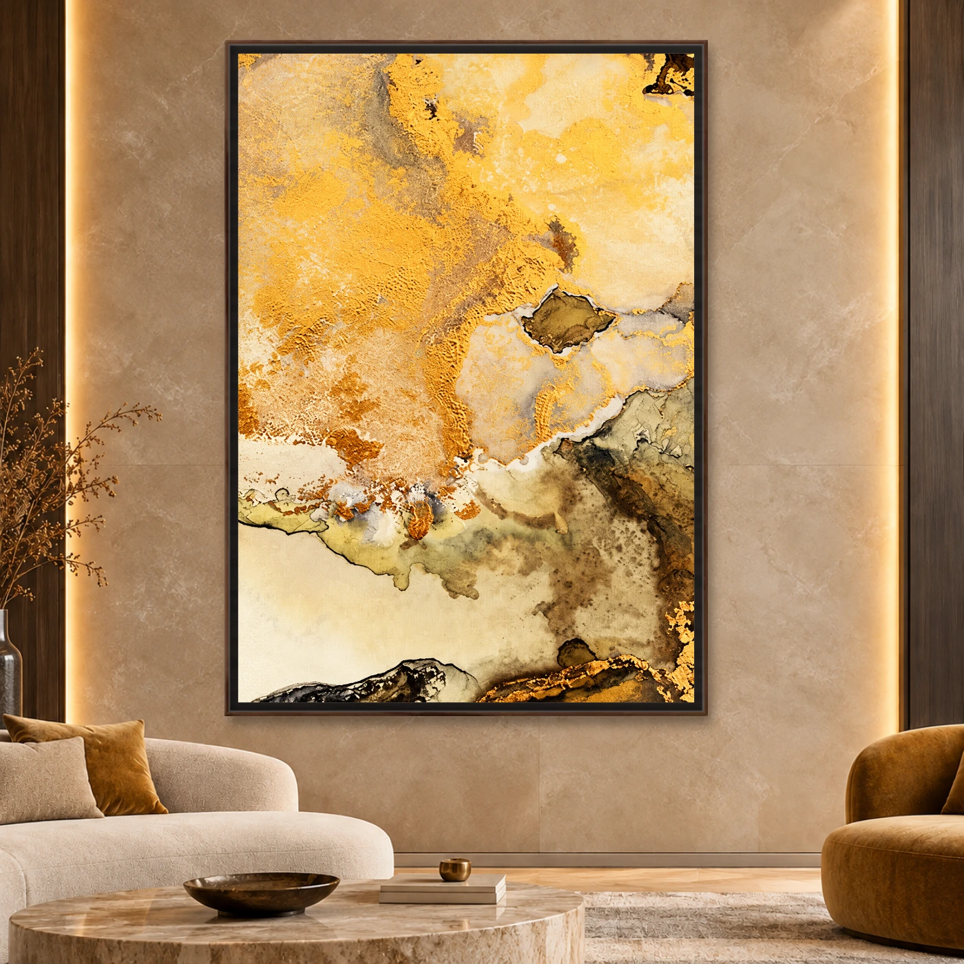 Tableau Abstrait art d’or Variation 225800 Mockup Tableau Abstrait art d’or Variation 225800 Mockup
