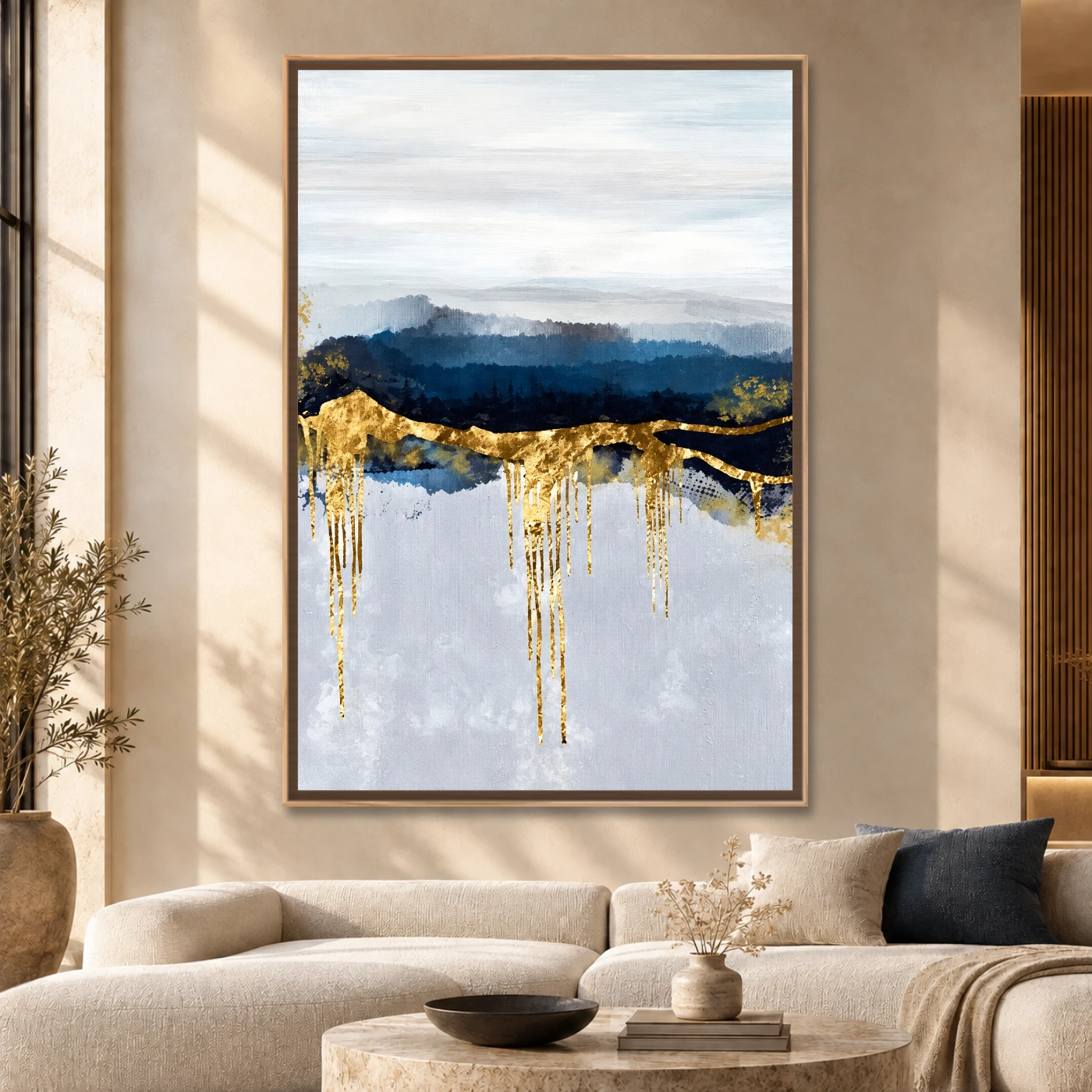 Tableau abstrait art doré Variation 80180 Mockup Tableau abstrait art doré Variation 80180 Mockup