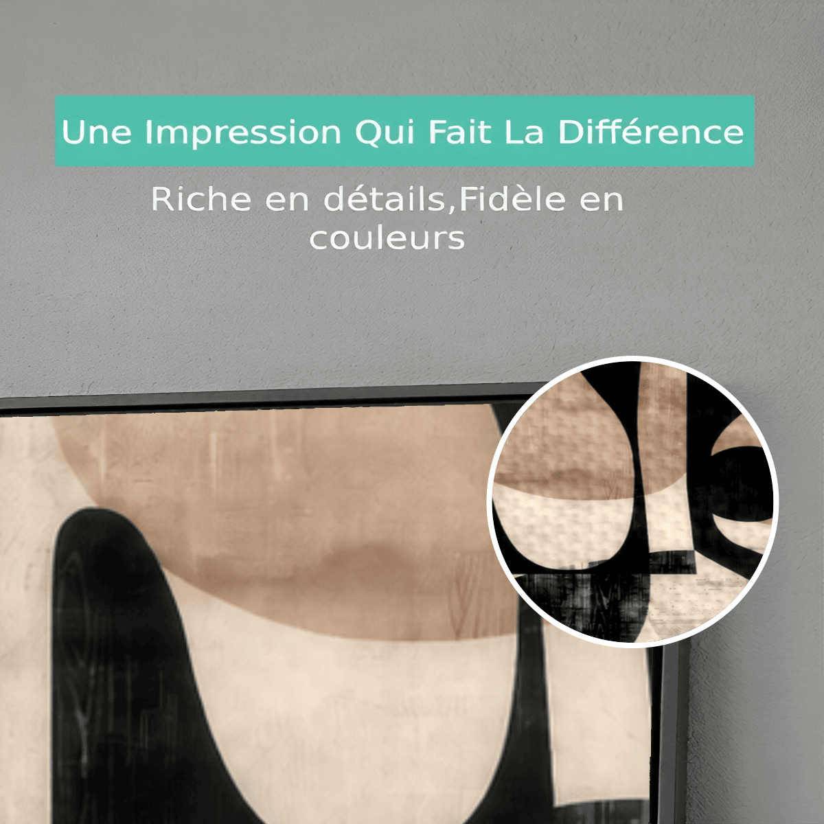 Tableau Abstrait Beige Et Noir VF Premium View