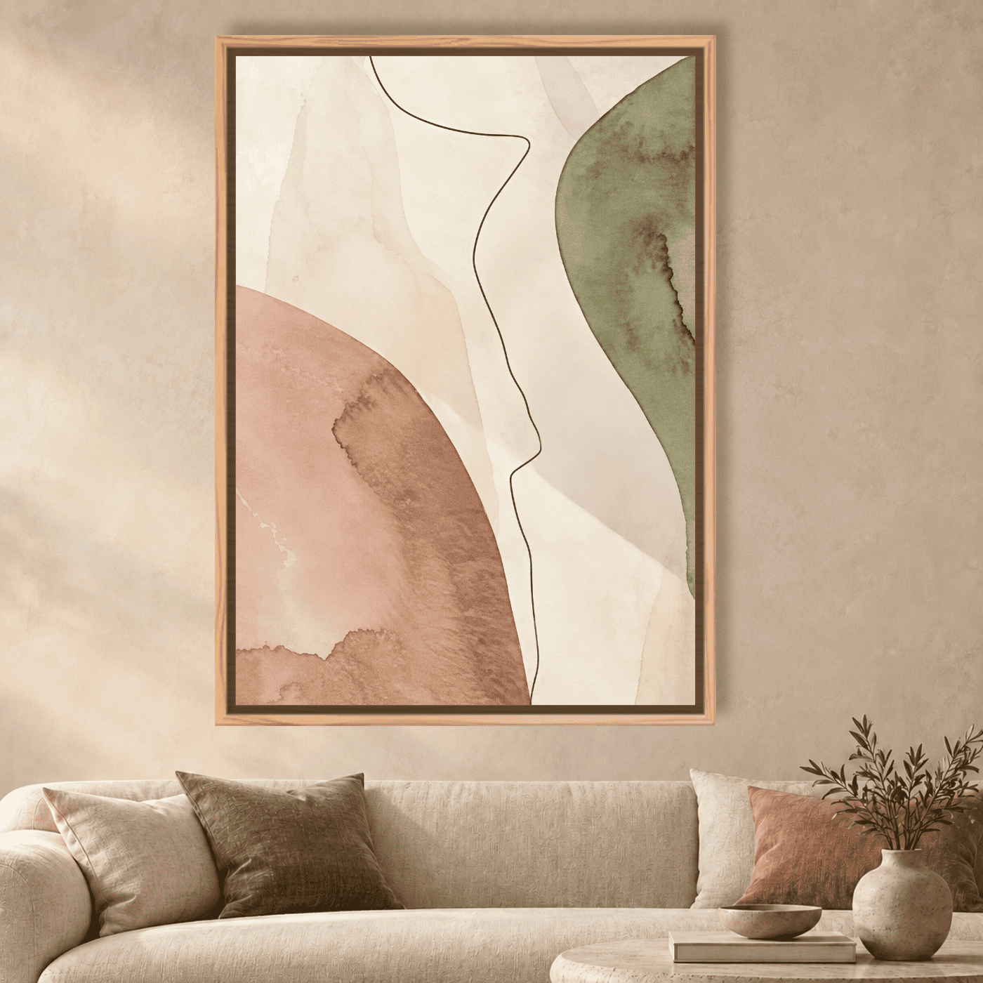Tableau Abstrait Beige terre Variation 112991 Mockup Tableau Abstrait Beige terre Variation 112991 Mockup